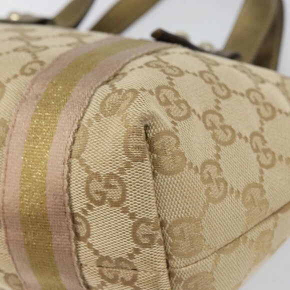 GUCCI GG Canvas Sherry Line Hand Bag Beige Gold 139261 Auth BA8631 - Picture 5 of 16